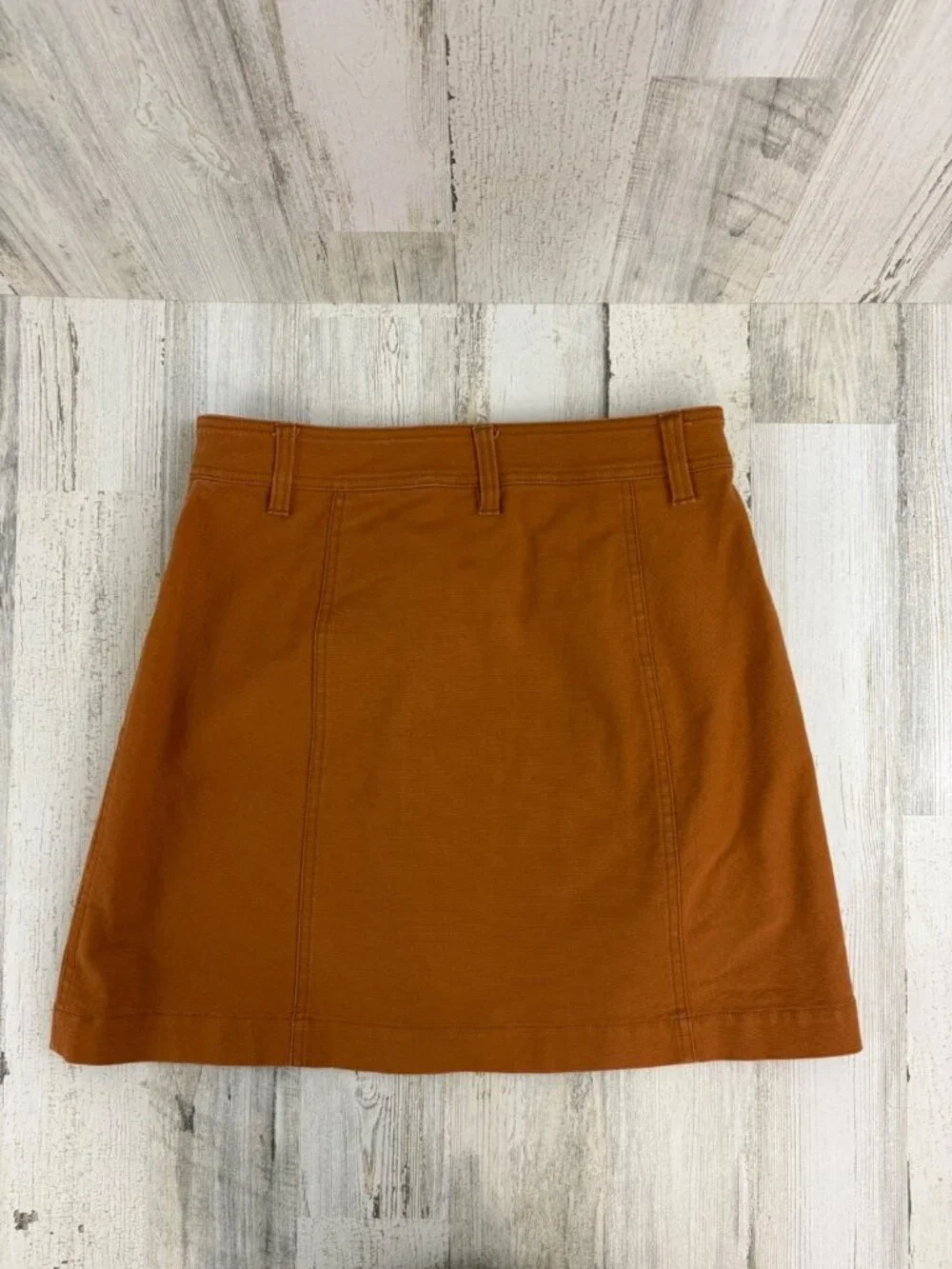 Madewell Button Front A-Line Pocket Mini Skirt Womens Size 4 Burnt Sienna - Picture 9 of 15